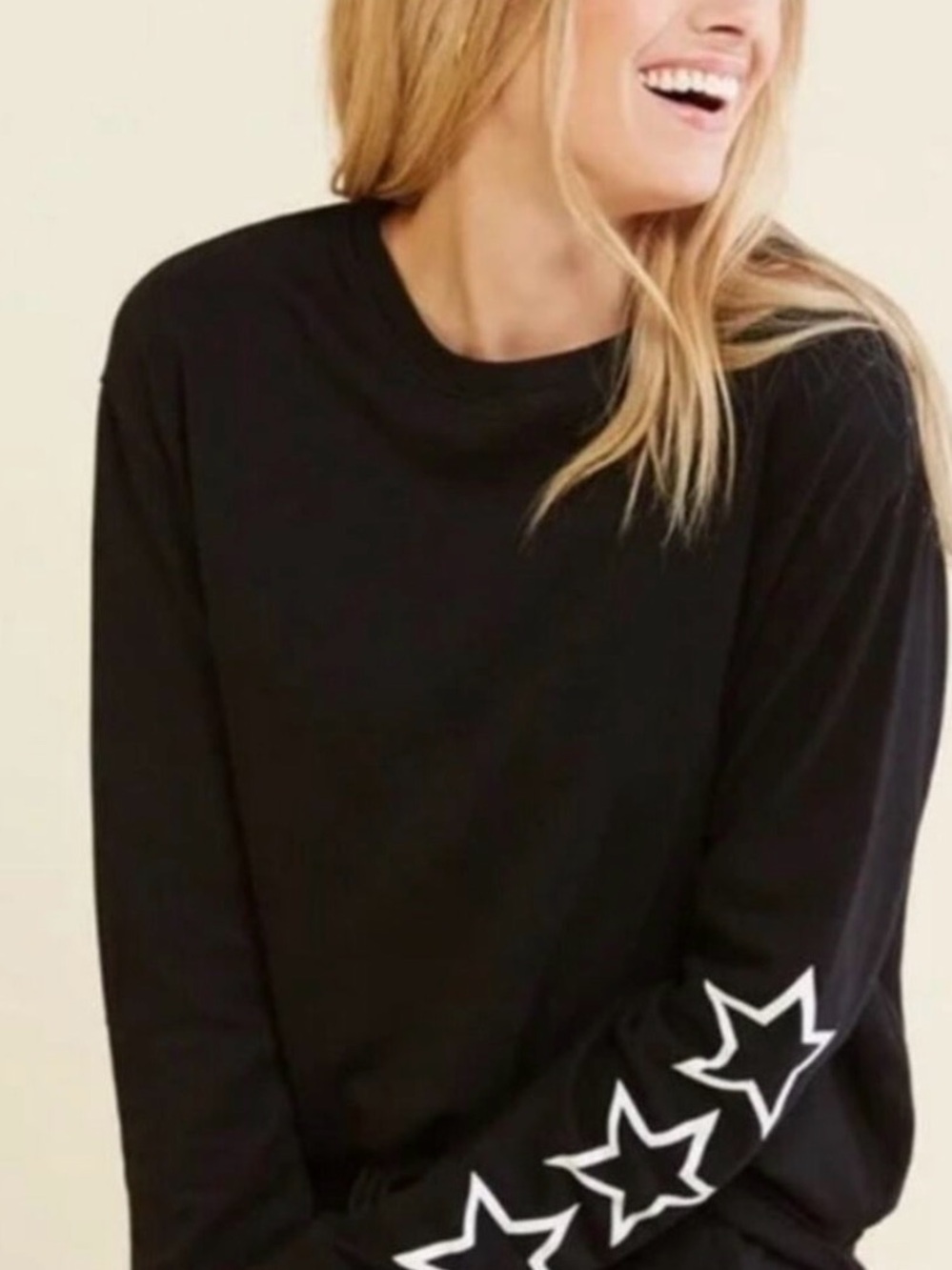 Sundry Black Star Cotton Blend PulloverCrewneck Sweatshirt Size XS